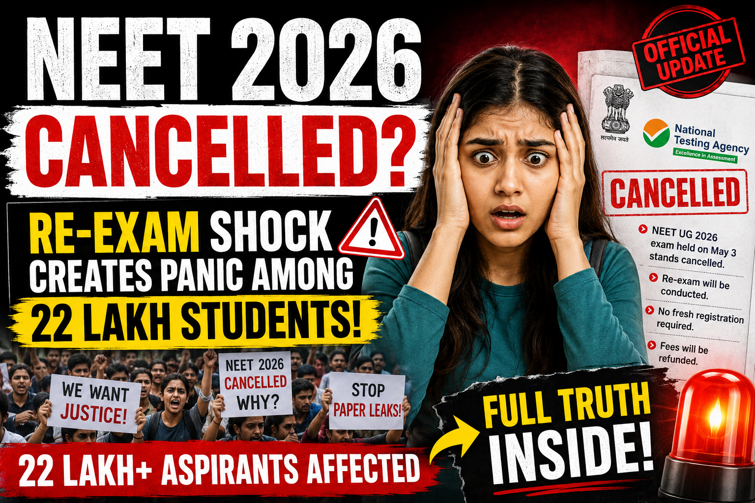 NEET 2026 Cancelled? The full truth of the viral news that 22 lakh students created panic due to re-exam shock